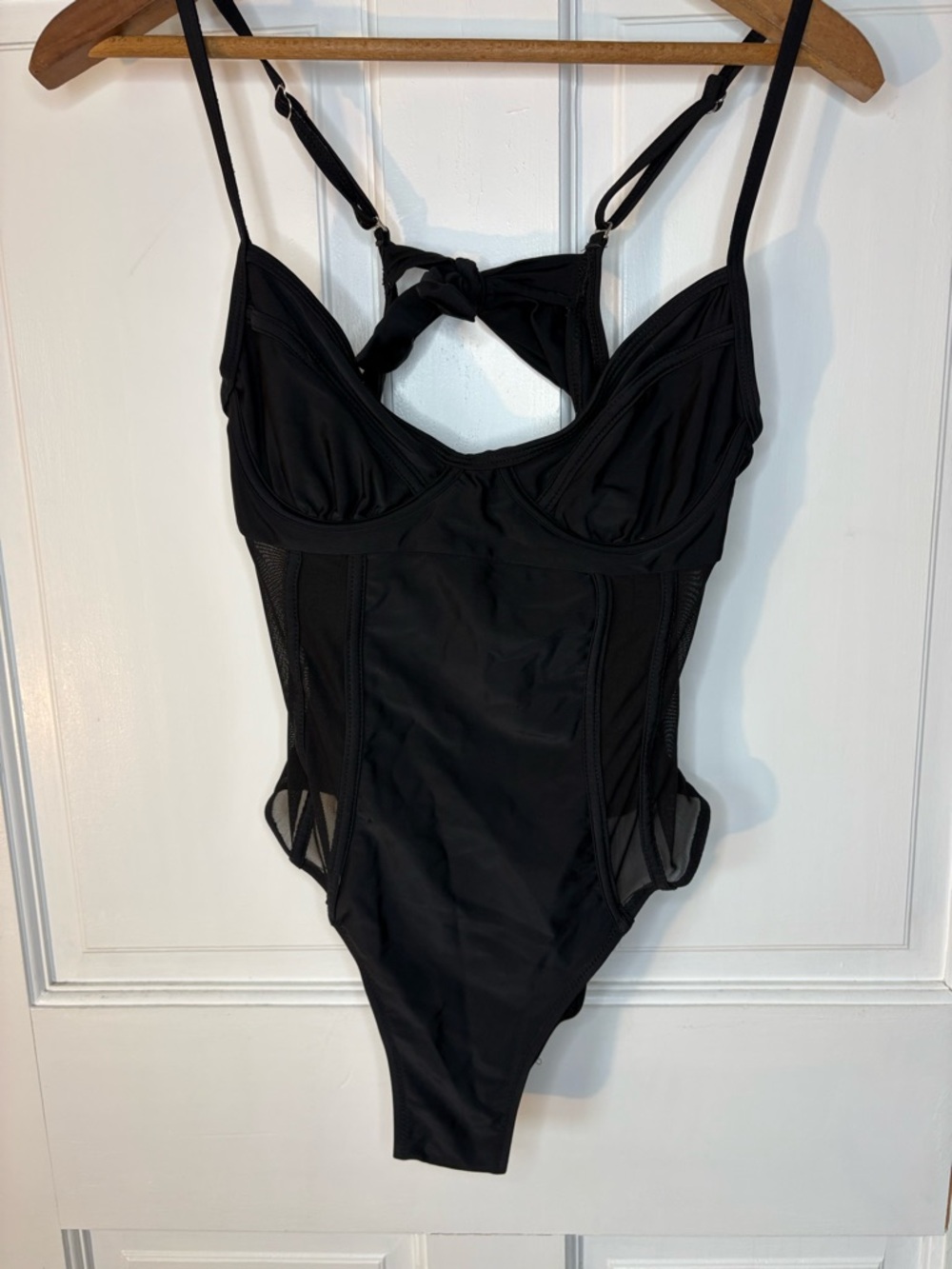 Black One-Piece Corsetted Swimsuit - Classic Solid